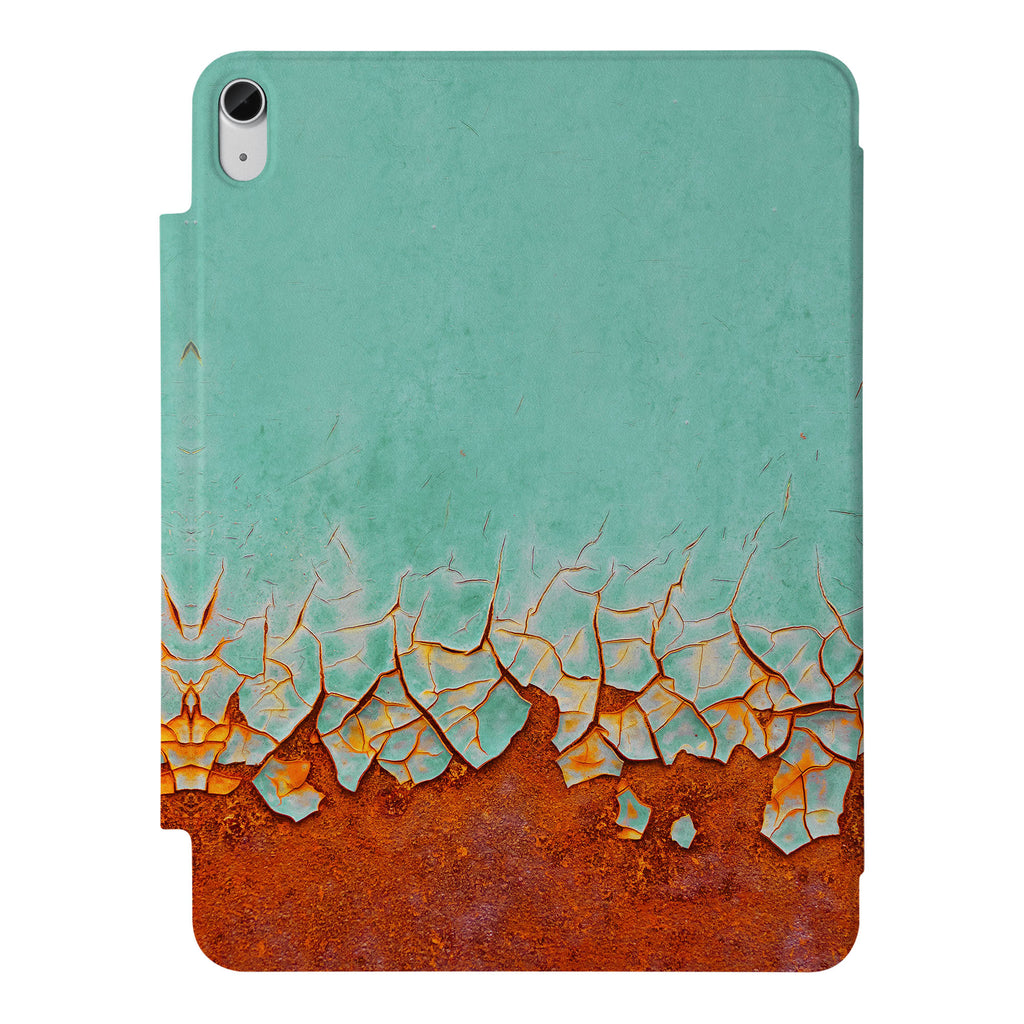 the VistaCase Personalized iPad Slim Fit Case with Rusted Metal design,  Crafted with a durable fabric exterior and a soft interior lining.
