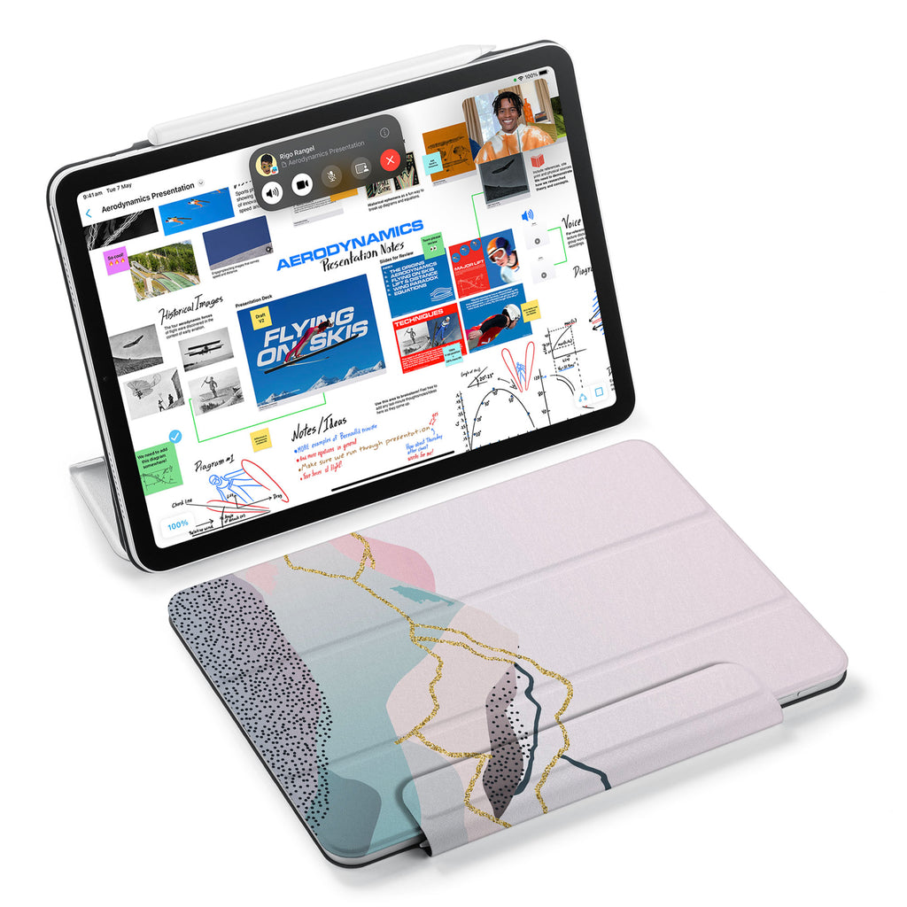 the VistaCase Personalized iPad Slim Fit Case with Marble Art design,  Designed with convenience in mind, the case automatically wakes your iPad when opened and puts it to sleep when closed.