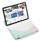 the VistaCase Personalized iPad Slim Fit Case with Simple Scandi Luxe design,  Designed with convenience in mind, the case automatically wakes your iPad when opened and puts it to sleep when closed.