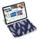 the VistaCase Personalized iPad Slim Fit Case with Feather design,  Designed with convenience in mind, the case automatically wakes your iPad when opened and puts it to sleep when closed.