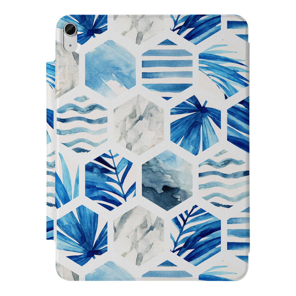 the VistaCase Personalized iPad Slim Fit Case with Geometric Flower design,  Crafted with a durable fabric exterior and a soft interior lining.
