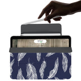 the VistaCase Personalized iPad Slim Fit Case with Feather design,  The case includes built-in storage and a cutout for easy magnetic attachment of your Pencil, ensuring it's always within reach.