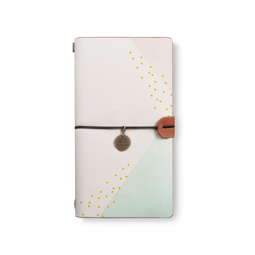 the front top view of midori style traveler's notebook with Simple Scandi Luxe design