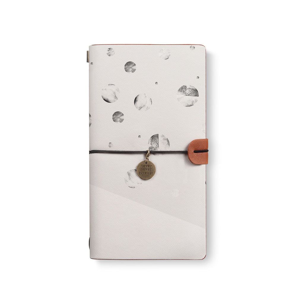 the front top view of midori style traveler's notebook with 4 design