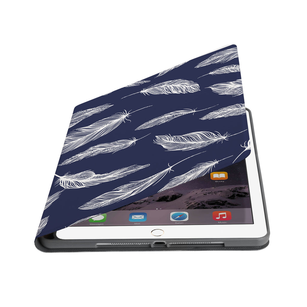 Auto wake and sleep function of the personalized iPad folio case with Feather design