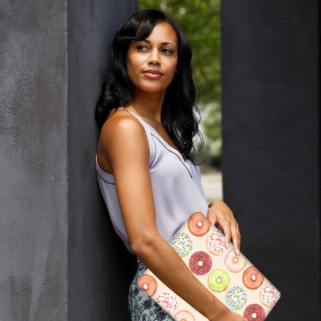 A yong girl holding personalized microsoft surface laptop case with Sweet design