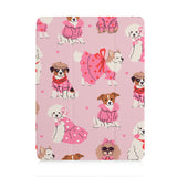 front view of personalized iPad case with pencil holder and Lovely Dog design