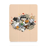 front view of personalized iPad case with pencil holder and Cute Cats design