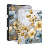 front and back view of personalized iPad case with pencil holder and Flower Art design