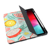 personalized iPad case with pencil holder and Tropical Fruits design - swap