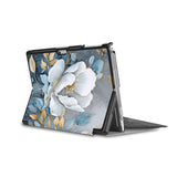 the back side of Personalized Microsoft Surface Pro and Go Case in Movie Stand View with Flower Art design - swap