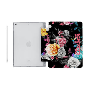 iPad SeeThru Case - Black Flower