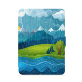 front view of personalized kindle paperwhite case with Colorful Mountain design