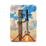 front view of personalized kindle paperwhite case with Elon Musk SpaceX design