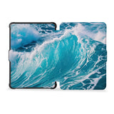 the whole front and back view of personalized kindle case paperwhite case with Sea Waves design