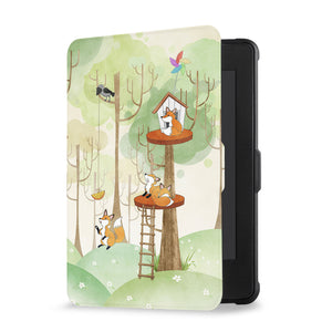 Opens and closes just like a book to wake your Kindle or put it to sleep kindle case with Forst Animal design