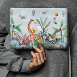 Form-fitting hardshell with Rainforest Animals design keeps scuffs and scratches at bay