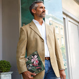 A business man carrying personalized microsoft surface case with Flowers design in the park