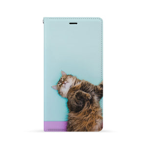 Front Side of Personalized Huawei Wallet Case with Cat design
