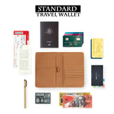 
how to use standard size personalized RFID blocking passport travel wallet with adventure awaits design