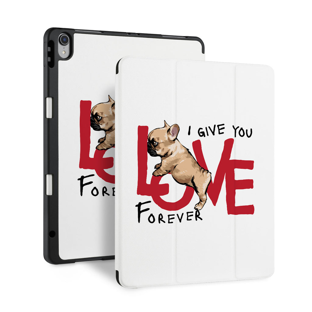 front and back view of personalized iPad case with pencil holder and 05 design
