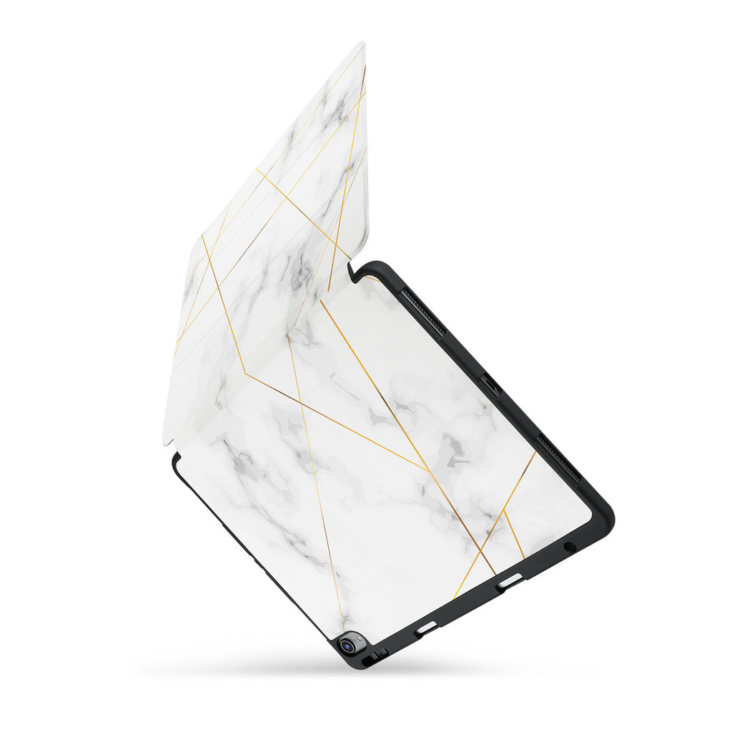 personalized iPad case with pencil holder and Marble 2020 design