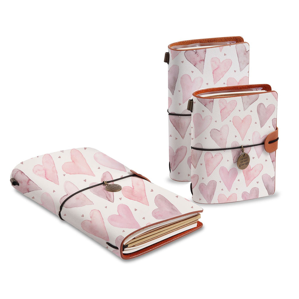 three size of midori style traveler's notebooks with Love design