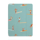 front and back view of personalized iPad case with pencil holder and Summer design