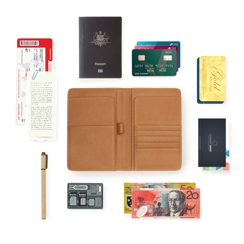 personalized RFID blocking passport travel wallet with Father Day design with all accessories