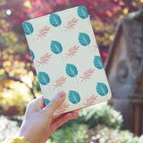 a girl holding personalized RFID blocking passport travel wallet with Tropical Leaves design