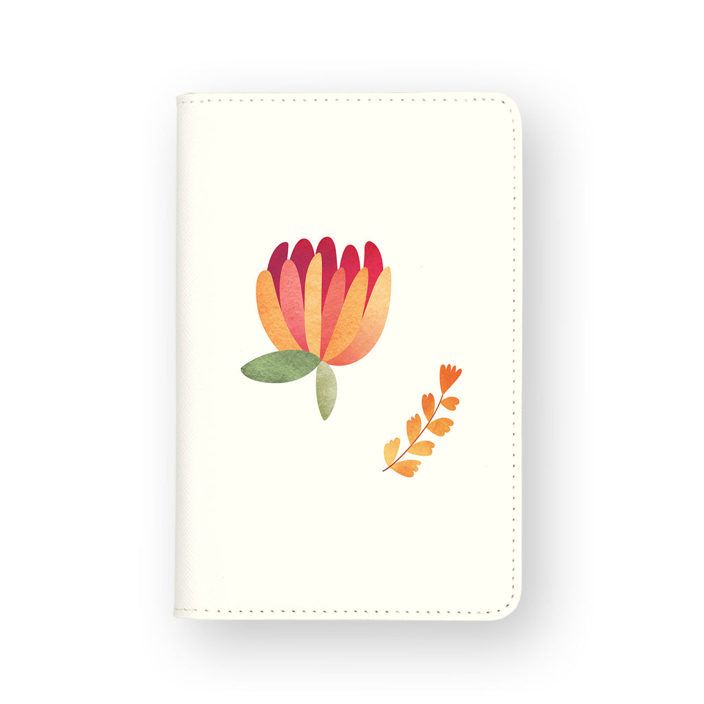 front view of personalized RFID blocking passport travel wallet with Autumn Florals design