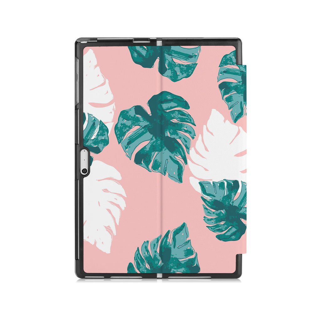 the back side of Personalized Microsoft Surface Pro and Go Case with Pink Flower 2 design