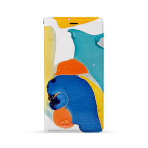 Front Side of Personalized iPhone Wallet Case with Abstract Watercolor design