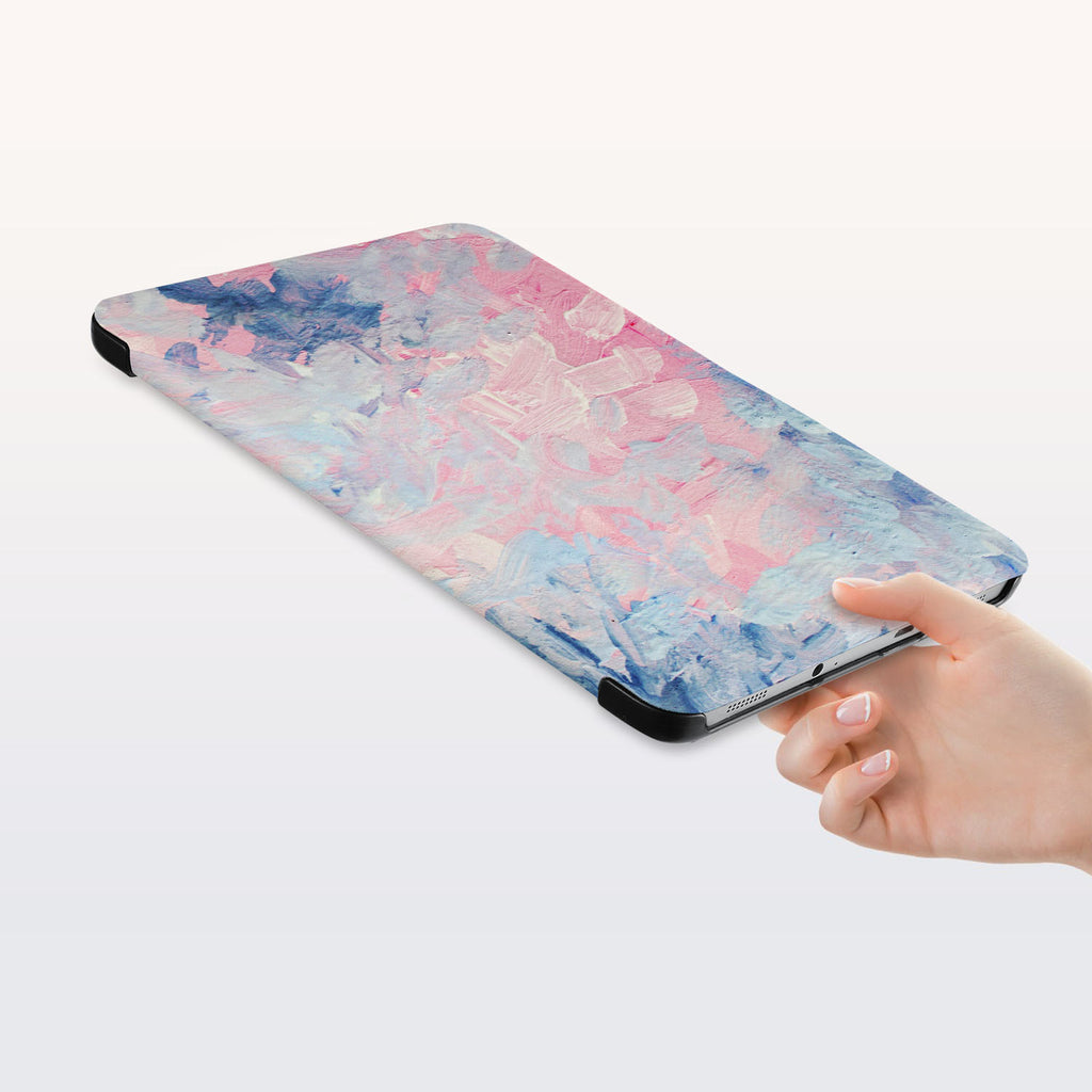 a hand is holding the Personalized Samsung Galaxy Tab Case with Oil Painting Abstract design