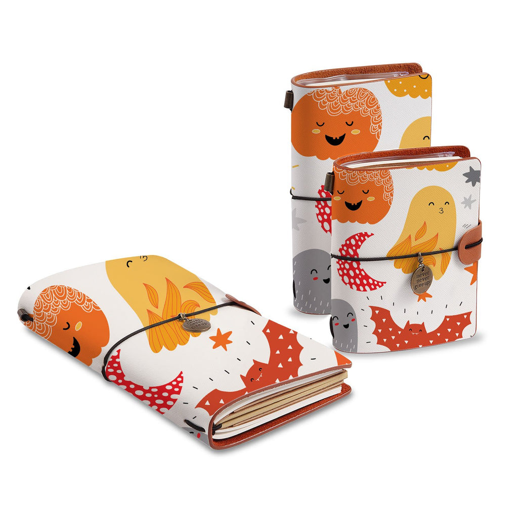 three size of midori style traveler's notebooks with Halloween design