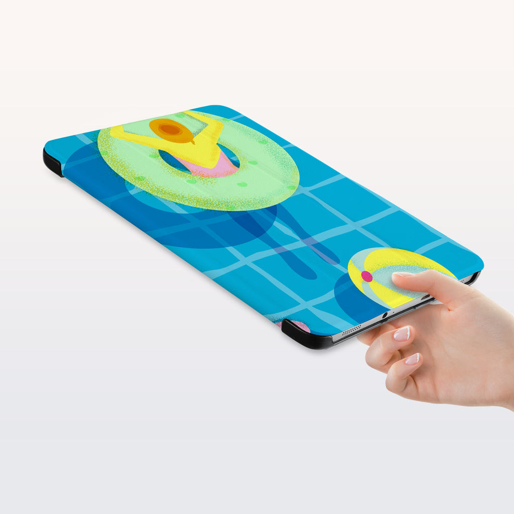 a hand is holding the Personalized Samsung Galaxy Tab Case with Beach design