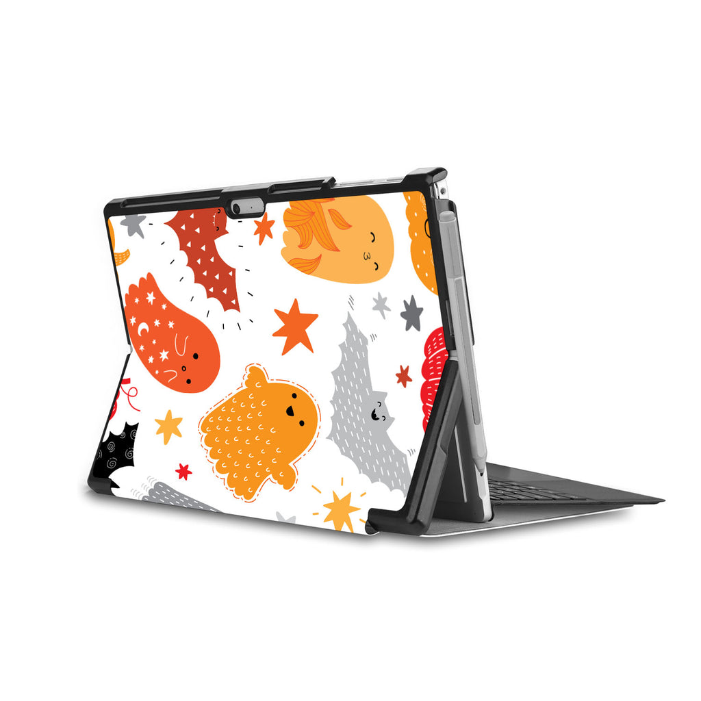 the back side of Personalized Microsoft Surface Pro and Go Case in Movie Stand View with Halloween design - swap