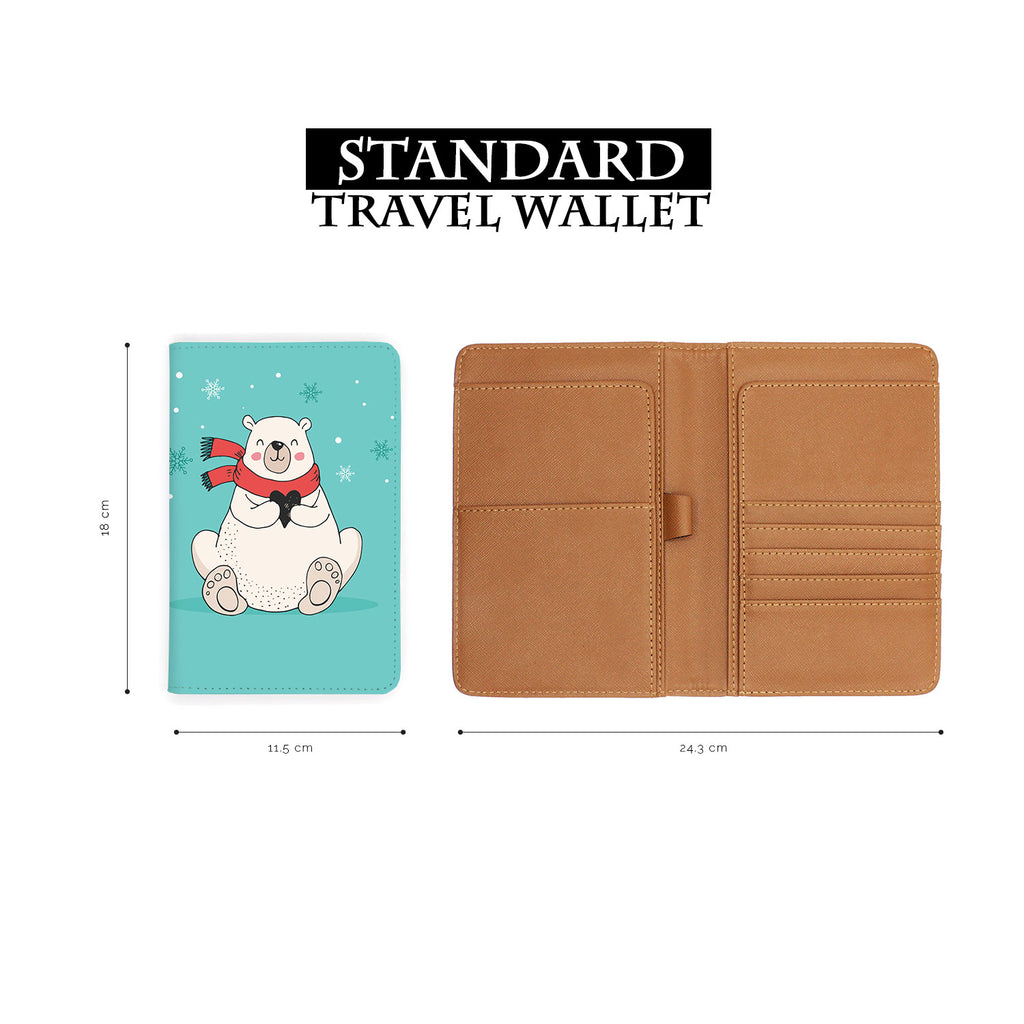 standard size of personalized RFID blocking passport travel wallet with Polar Bears Christmas design