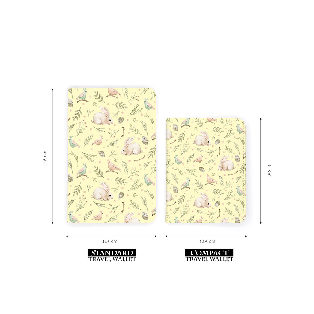 comparison of two sizes of personalized RFID blocking passport travel wallet with Forest Baby design
