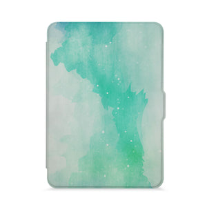front view of personalized kindle paperwhite case with Abstract Watercolor Splash design - swap