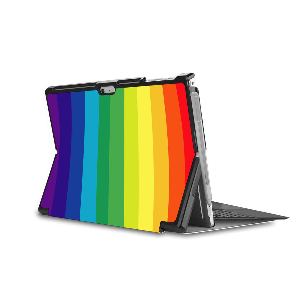 the back side of Personalized Microsoft Surface Pro and Go Case in Movie Stand View with Rainbow design - swap