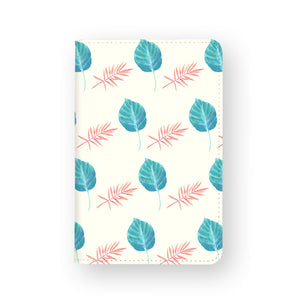 front view of personalized RFID blocking passport travel wallet with Tropical Leaves design