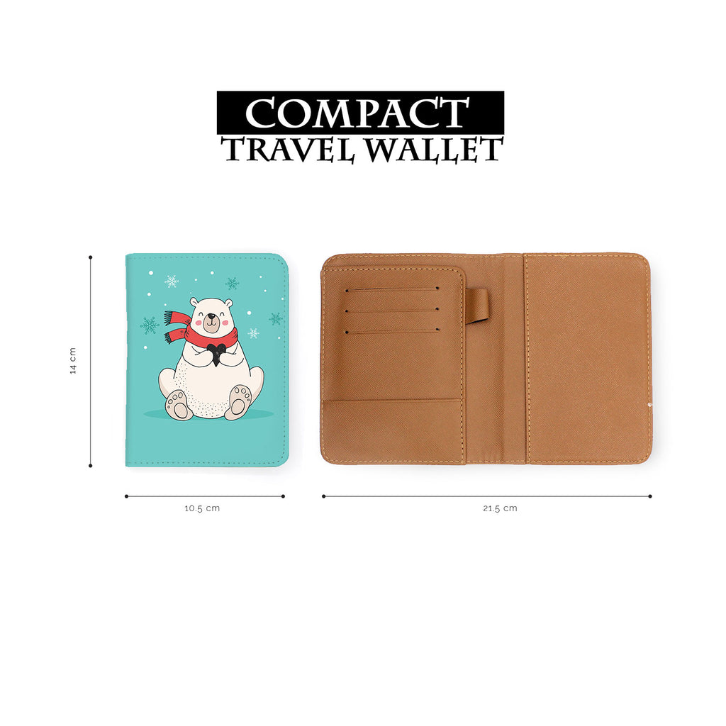 compact size of personalized RFID blocking passport travel wallet with Polar Bears Christmas design