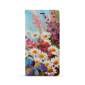 Front Side of Personalized iPhone Wallet Case with Oil Painting Flower design