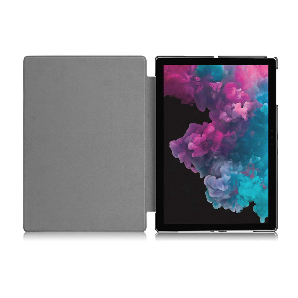The open side of Personalized Microsoft Surface Pro and Go Case with Black Flower design