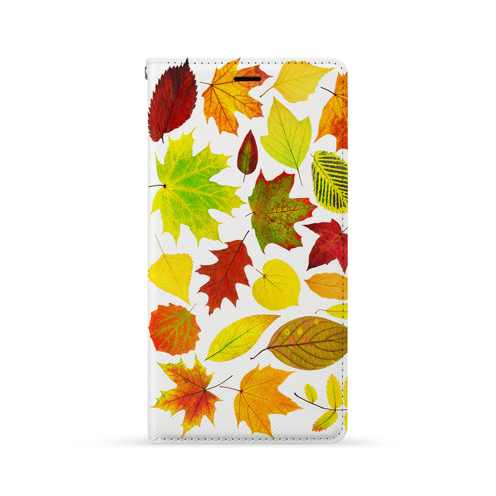 Front Side of Personalized iPhone Wallet Case with Flat Leaves design
