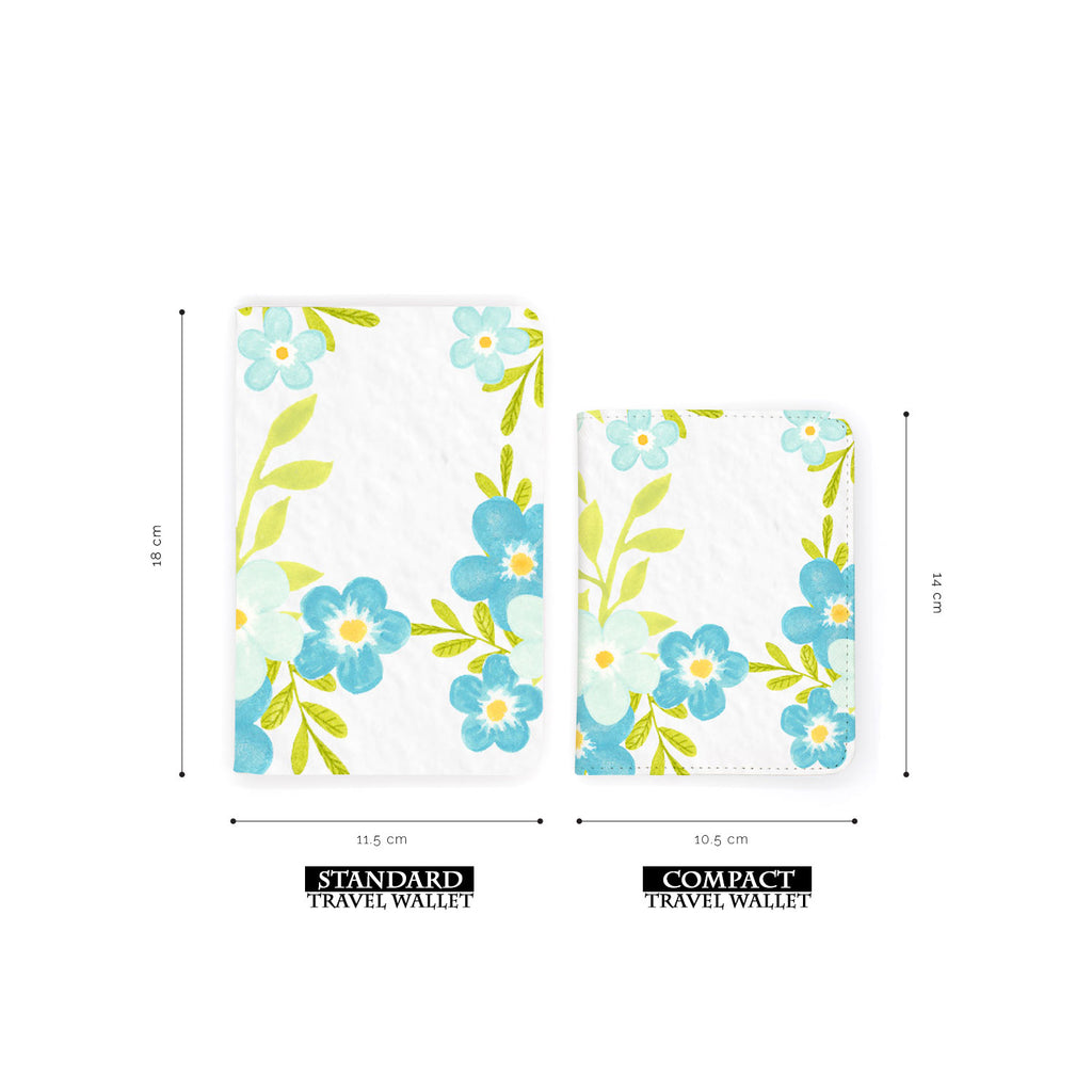 comparison of two sizes of personalized RFID blocking passport travel wallet with Charm Floral design