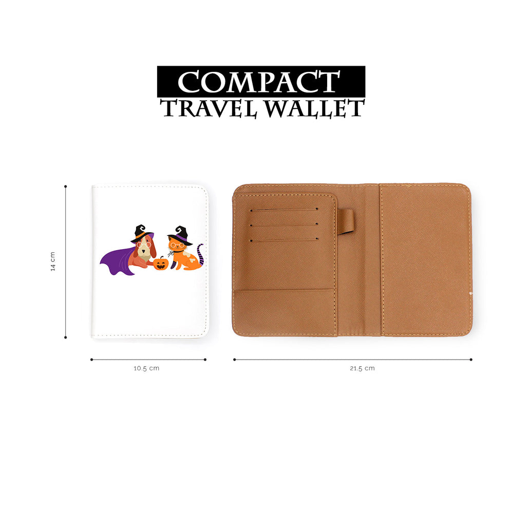compact size of personalized RFID blocking passport travel wallet with Halloween Pets design