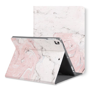 The back view of personalized iPad folio case with Pink Marble design - swap