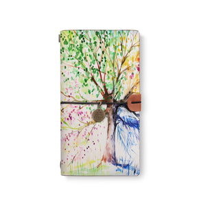 the front top view of midori style traveler's notebook with Watercolor Flower design